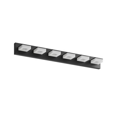 LED Modern Bathroom Vanity Light Fixtures (6-Light, 39-Inch), Matte Black Modern Acrylic Bathroom Wall Lighting Fixtures Over Mirror (Cool White 6000K)