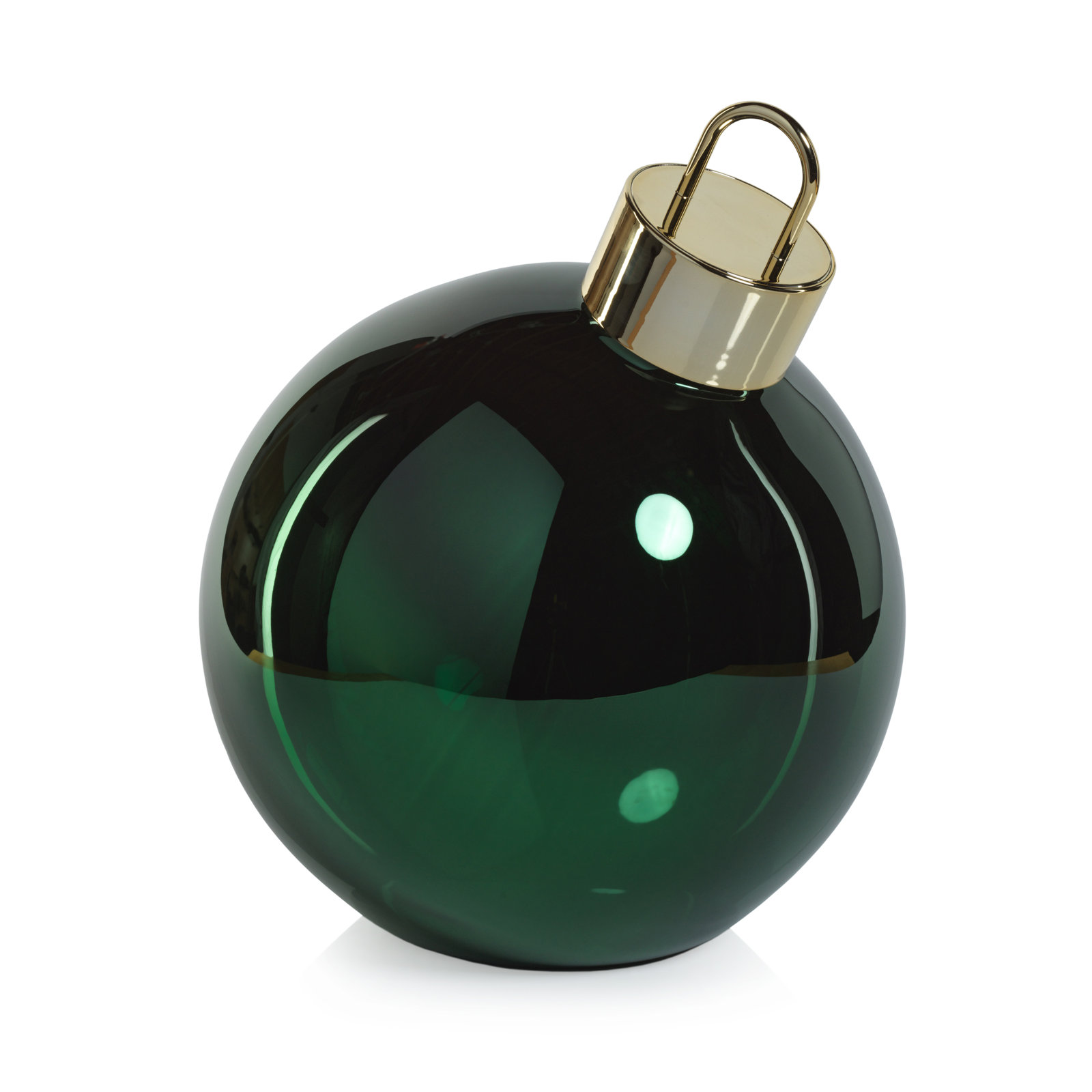 Lighted Glass Slanted Ball Christmas Ornament , 11.75" H x 11.75" W x 11.75" D, Green