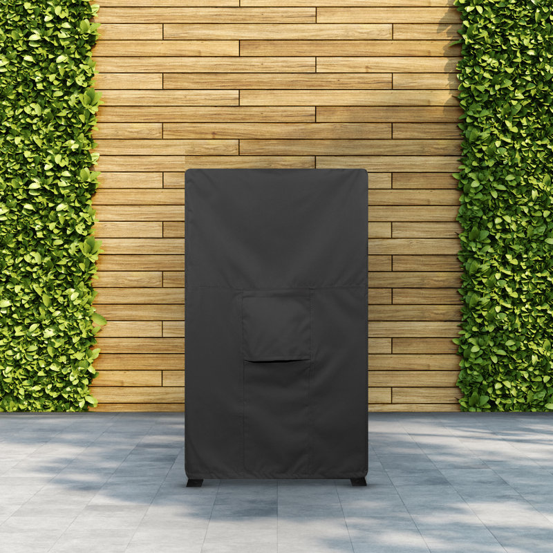 Heavy-Duty Outdoor Smoker Cover – Weatherproof BBQ Grill Cover with Adjustable Fit and Splash-Guard Skirt, Black