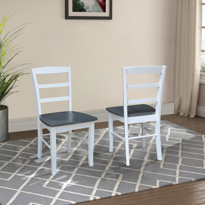 Klynn Solid Wood Dining Chair, White/Heather Grey
