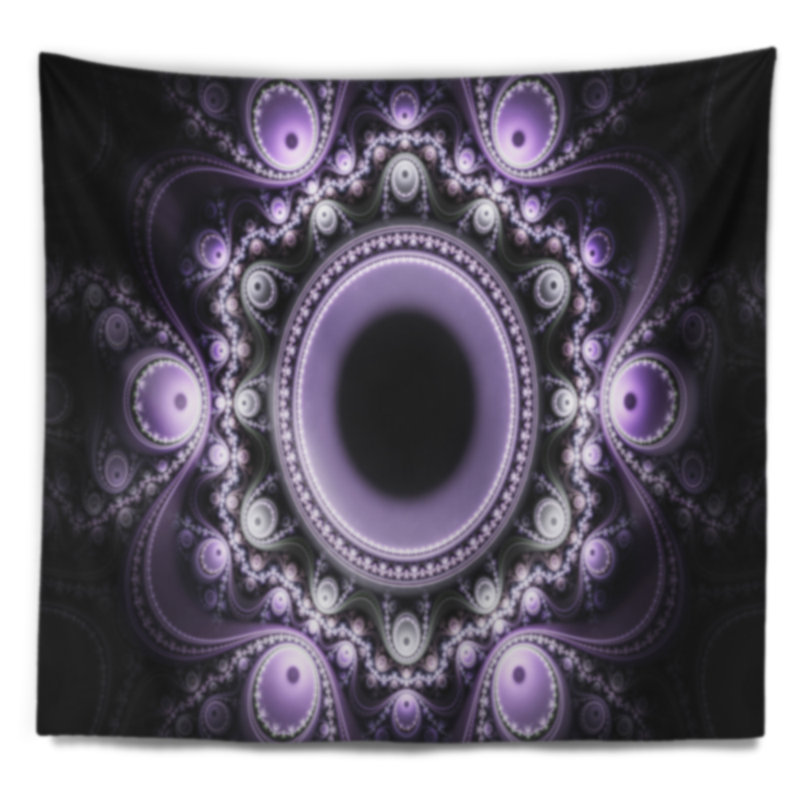 Motif mauve abstrait avec cercles tapisserie, H 32 po x l 39 po