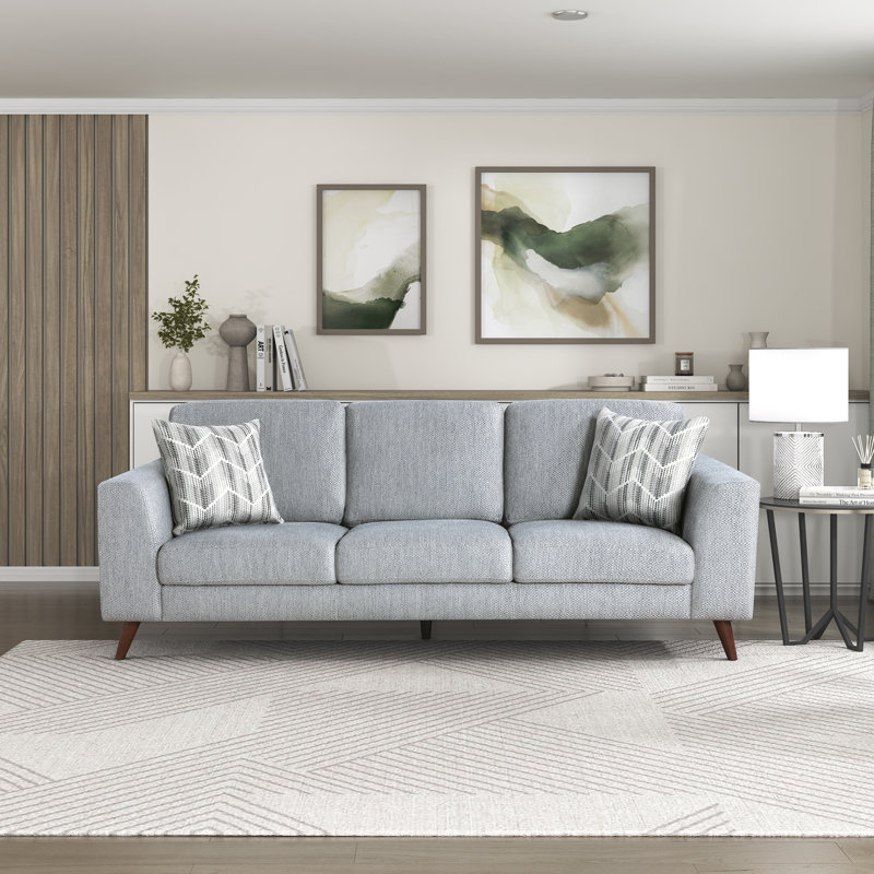 Mariah 87" Modern & Contemporary Luxurious Chenille Sofa with Modern Flared Arm Design, High-Density Foam over Pocket Coils