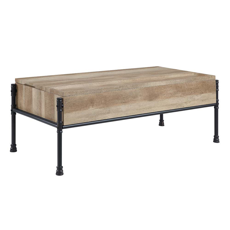 Table basse avec plateau relevable Semela en chêne et noir sable