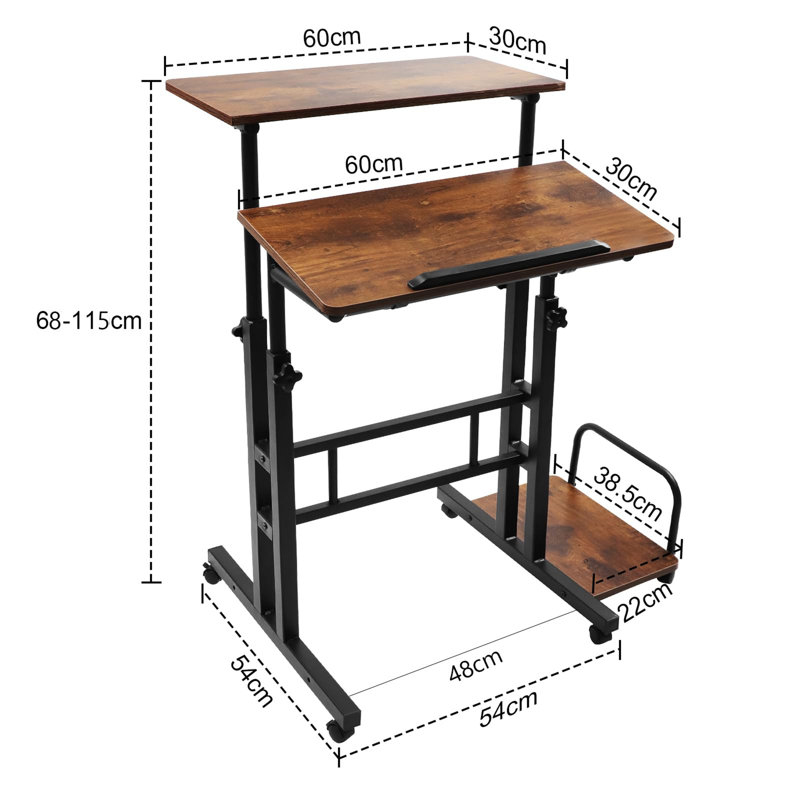 Kalb Adjustable Standing Desk, Rustic Brown
