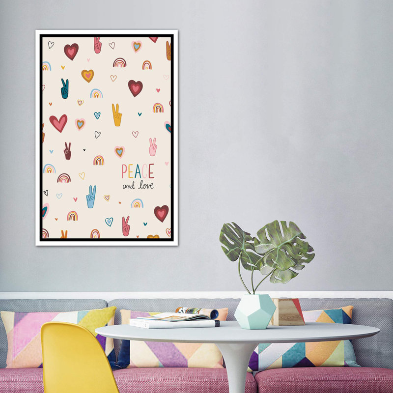 Art vi vibes, H 60 po x l 40po x P 1,5 po, Toile blanche encadrée