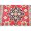 Tapis unique en laine noué à la main style Kazak rouge / beige des années 2010 de 2 pi 9 po x 4 pi Ninette