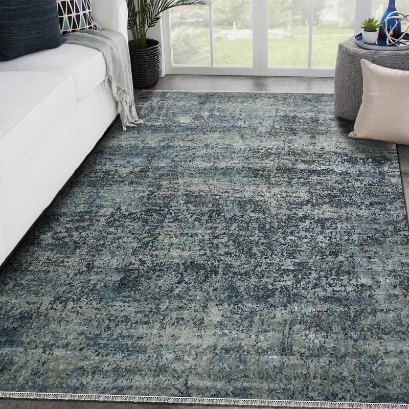 Mystique Abstract Area Rug in Blue, Rectangle 8' x 10'