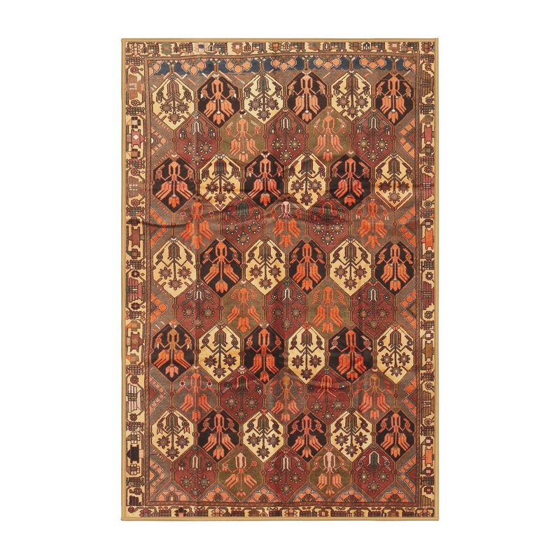 Tapis traditionnel rouge / beige, Rectangle 5 pi x 7 pi