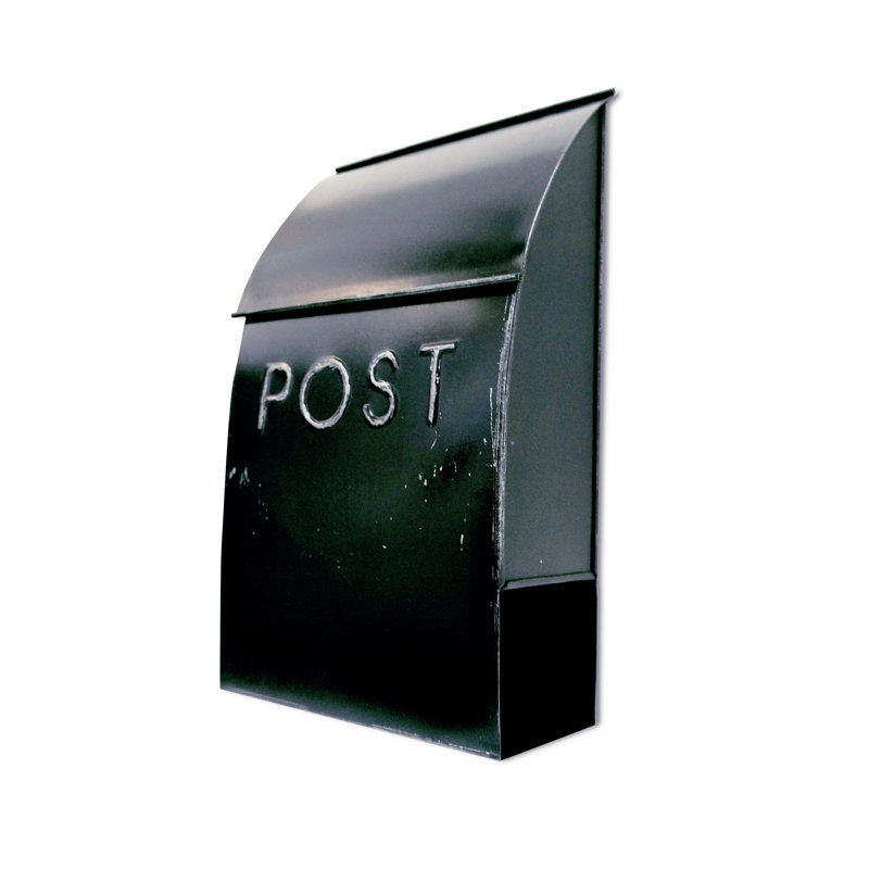 Rustic Black Steel Wall Mounted Mailbox with Newspaper Holder