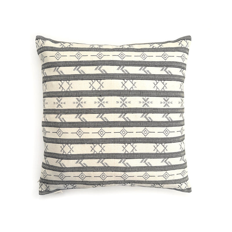 White Aztec Print Pillow Cover