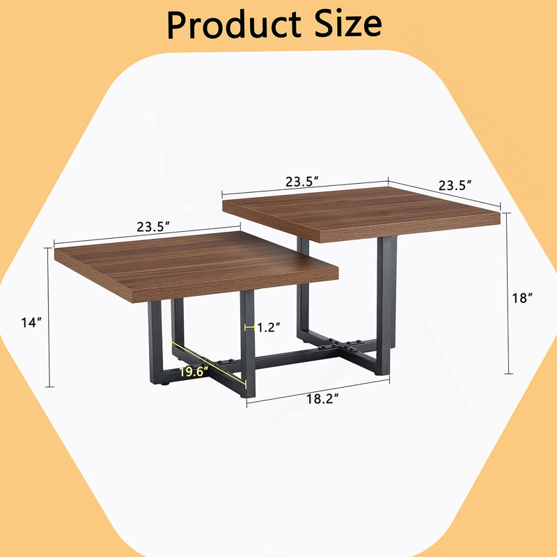Perfectly Integrating Modern and Scandinavian Styles-Dark Walnut Double-Deck Coffee Table, Dimensions 47*23.5*18.