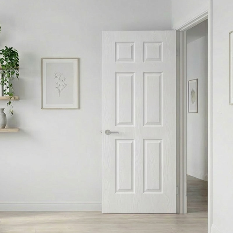 36 po. X 80 po. Texture blanche 6 panneaux de porte intérieurs à âme creuse en composite, 36 po x 80 po