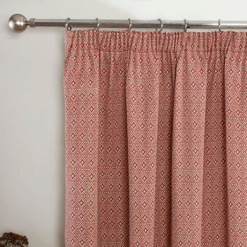 Wilks Semi Sheer Curtain Pair, Red, 117 W x 229 D cm