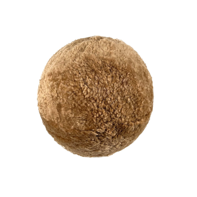 Tov Furniture New Zealand Brown Genuine Sheepskin 8" Ball Pillow, 12.3"H x 12.3"W