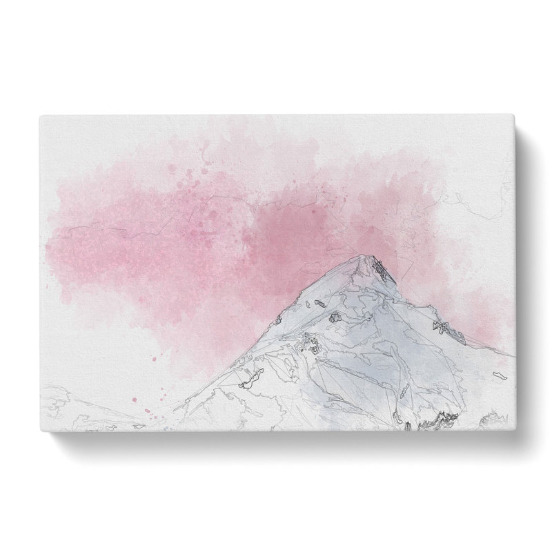 Snowy Mountain Sketch - Wrapped Canvas Print, 50cm H x 76cm W x 3cm D