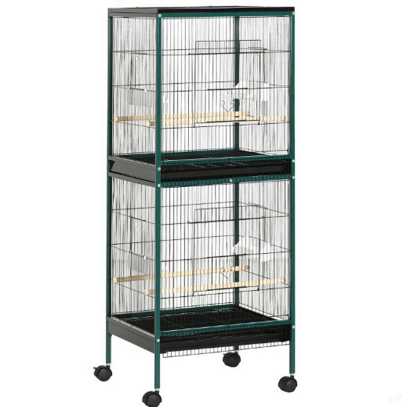 Volière d'oiseaux d'intérieur avec conception à plusieurs portes, grande cage à oiseaux pour envergure, Vert
