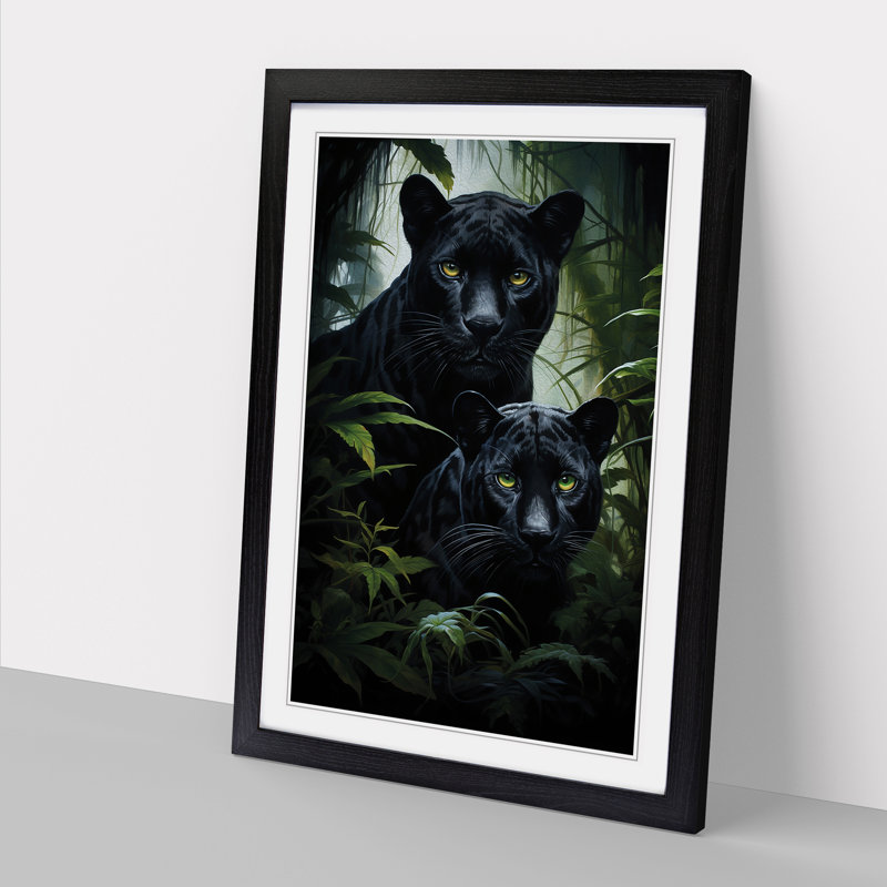 Panther Gothic - Single Picture Frame Print, 34cm H x 25cm W x 2" D, Black Framed