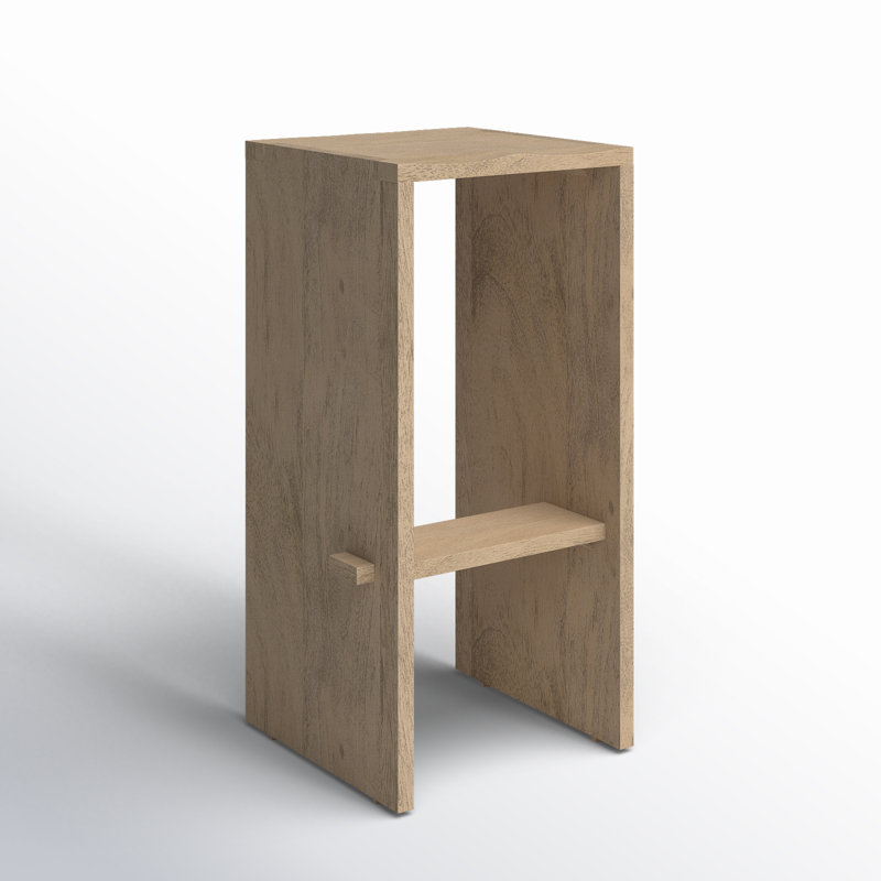 Tabouret en bois massif Dalina, Brun gris