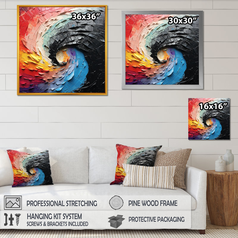 Minimalisme arc-en-ciel, rêves prismatiques - art mural arc-en-ciel, Cadre flottant doré, H 16 po x l 16 po x P 1 po