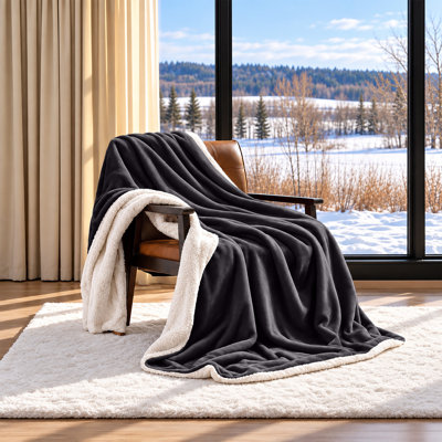Reversible Sherpa Fleece Fur Thick Blanket