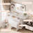Jakaylen Vanity Makeup Desk with LED Light and Charging Station, Dresser Table with 4 drawers, 4 open shelves for Bedroom, Checkroom-231338822