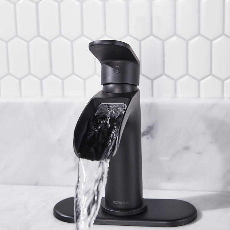 Waterfall Tap with Waste, Black/Drain