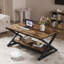 Table basse rectangulaire de 39,4 po de style rustique brun avec tablette de rangement pour le salon, capacité de charge de 350 lb, assemblage facile-604176735-604176733