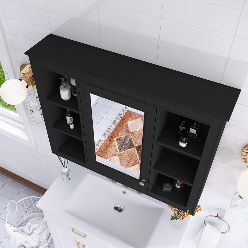 Pharmacie 35 "rectangulaire avec miroir et tablette réglable, Noir