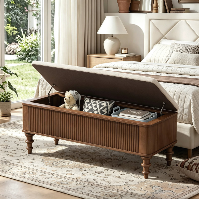 Banc repose-pieds de rangement multifonctionnel de 50,8 pouces avec sièges confortables et rangement caché pour les espaces de rangement