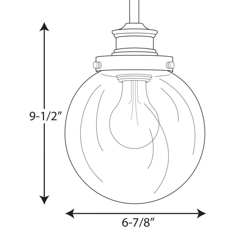 Luminaire suspendu en forme de globe à une lumière Westland, Nickel poli, H 9,5 po x l 6,875 po x P 6,875 po