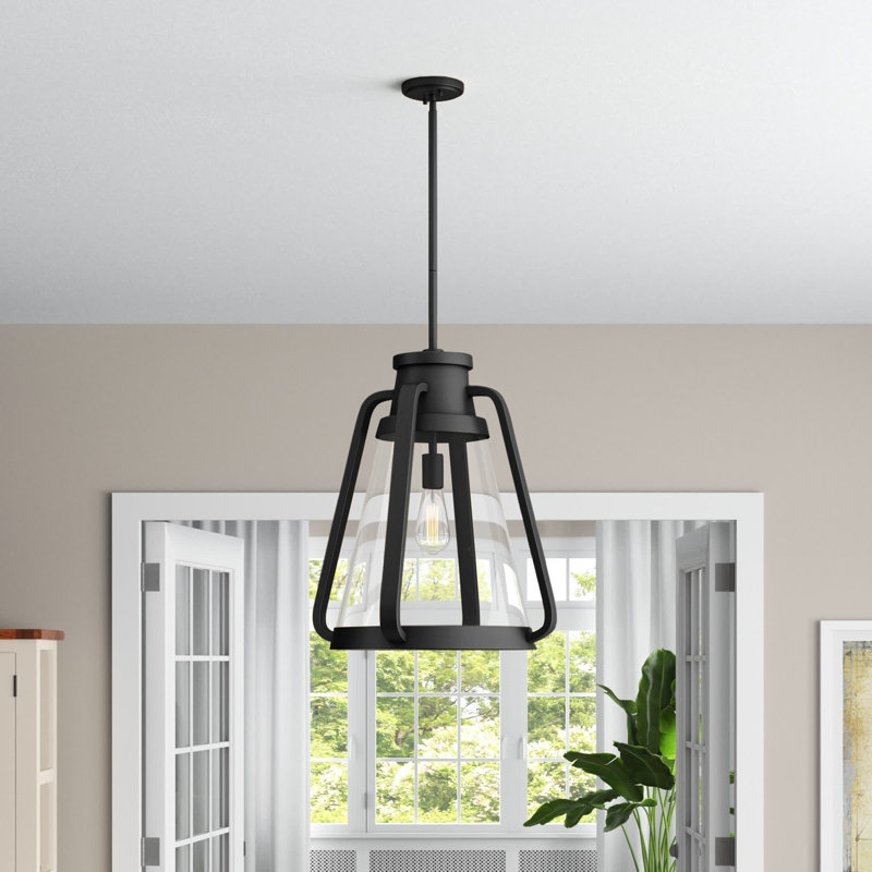 Iola 1 - Light Single Pendant, Matte Black, 21" H x 17.88" W x 17.88" D