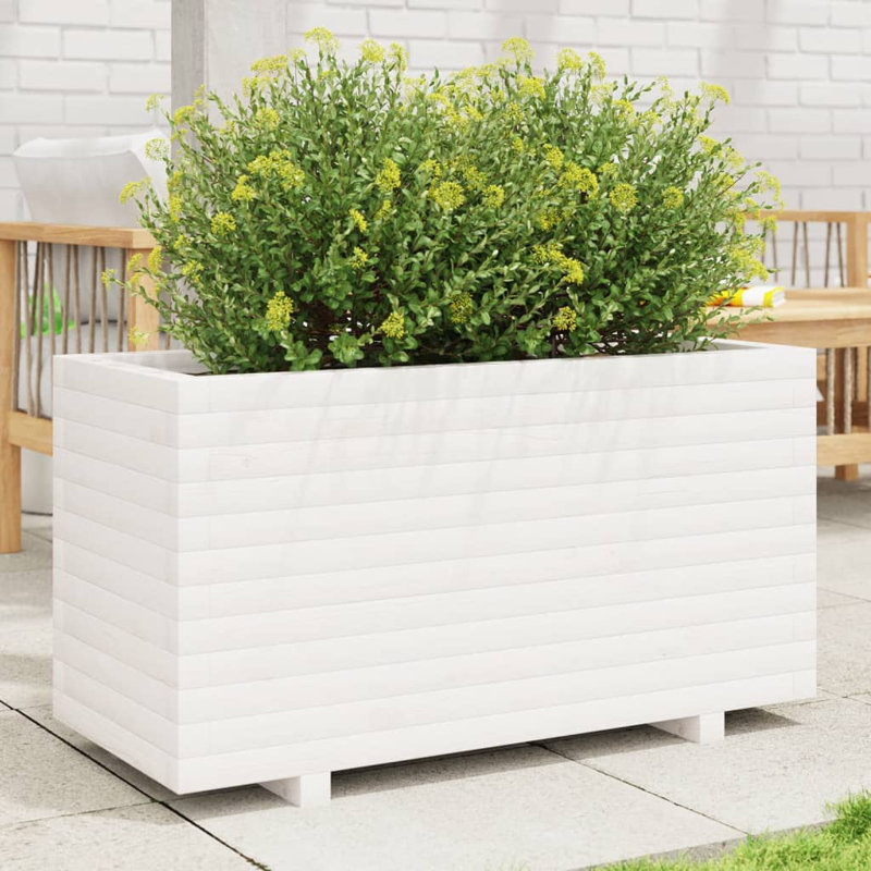 8 Wood Planter, 49.5cm H x 70cm W x 40cm D, White
