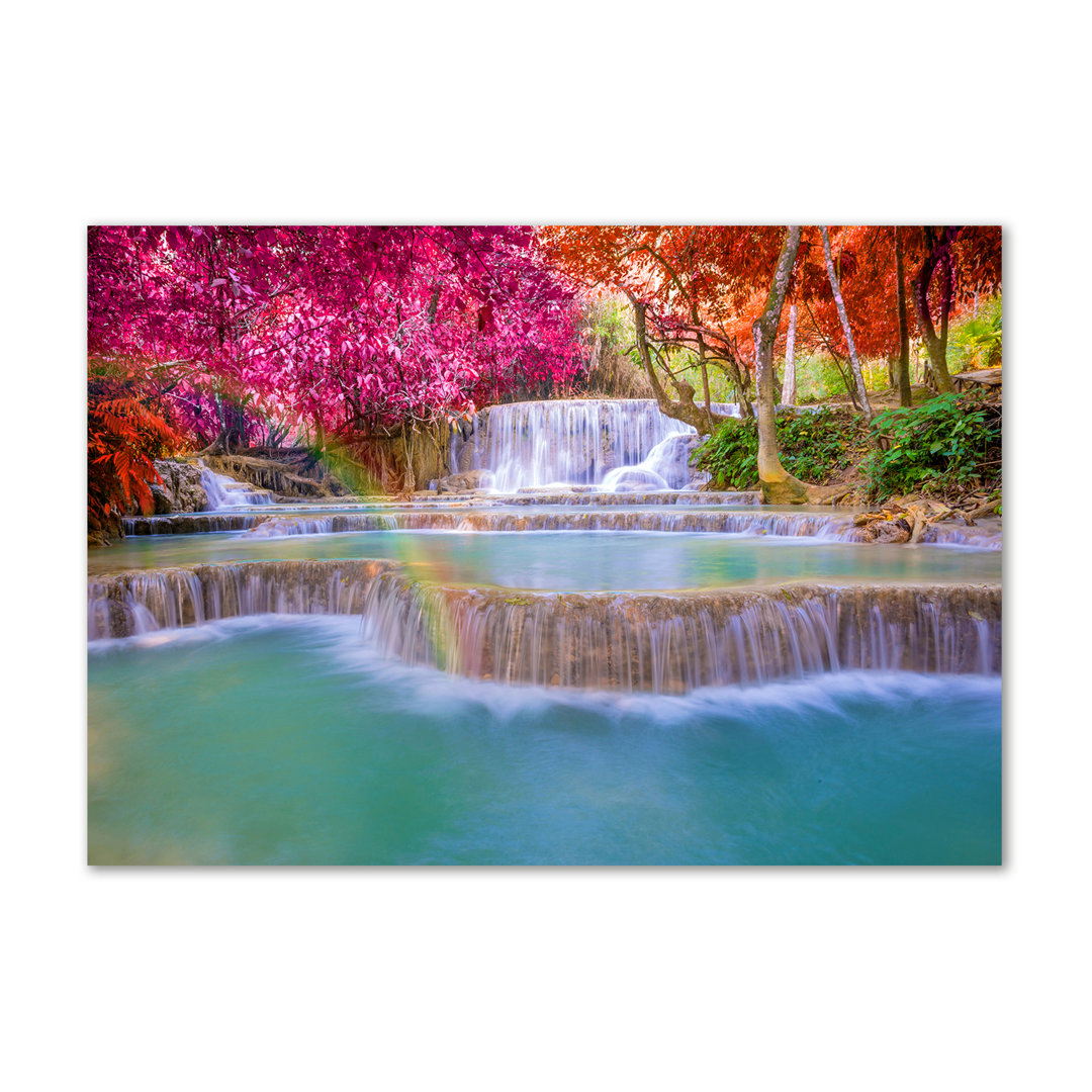 Waterfall In The Forest - No Frame Print on Glass