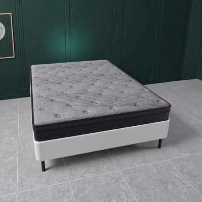 12 Inch Soft-Medium Firm King Mattress with 560 Pocket Coils, Targeted Body Support & Minimized Motion Transfer, Mattress in a Box - Grey