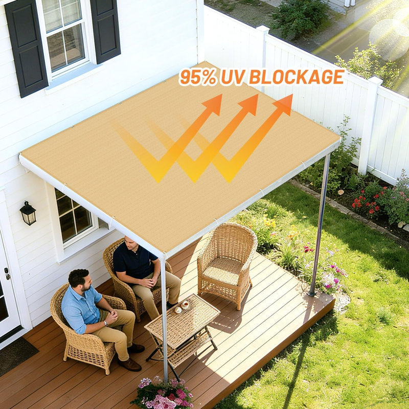 Housse de protection pour pergola, auvent de remplacement en PEHD haute densité avec œillets, 12 pi x 16 pi, Sable