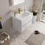 Meuble-lavabo mural 30 po avec lavabo, meuble de rangement flottant avec comptoir en résine de pierre et tiroirs à fermeture en douceur-114410908