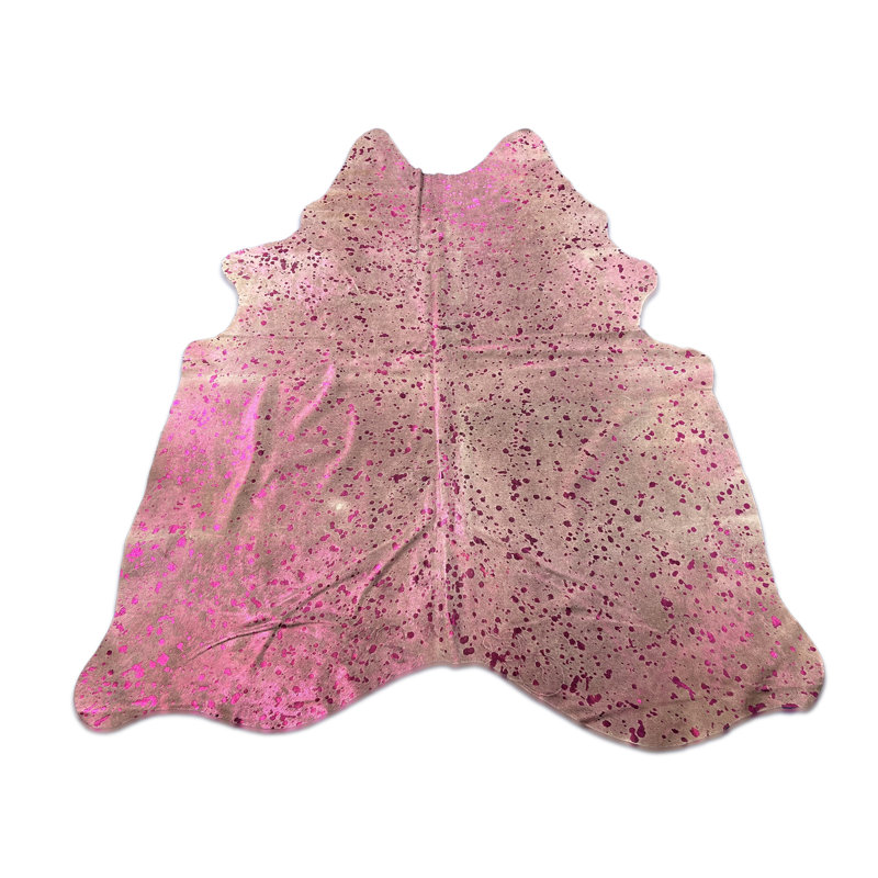 Handmade Pink Metallic Cowhide Rug