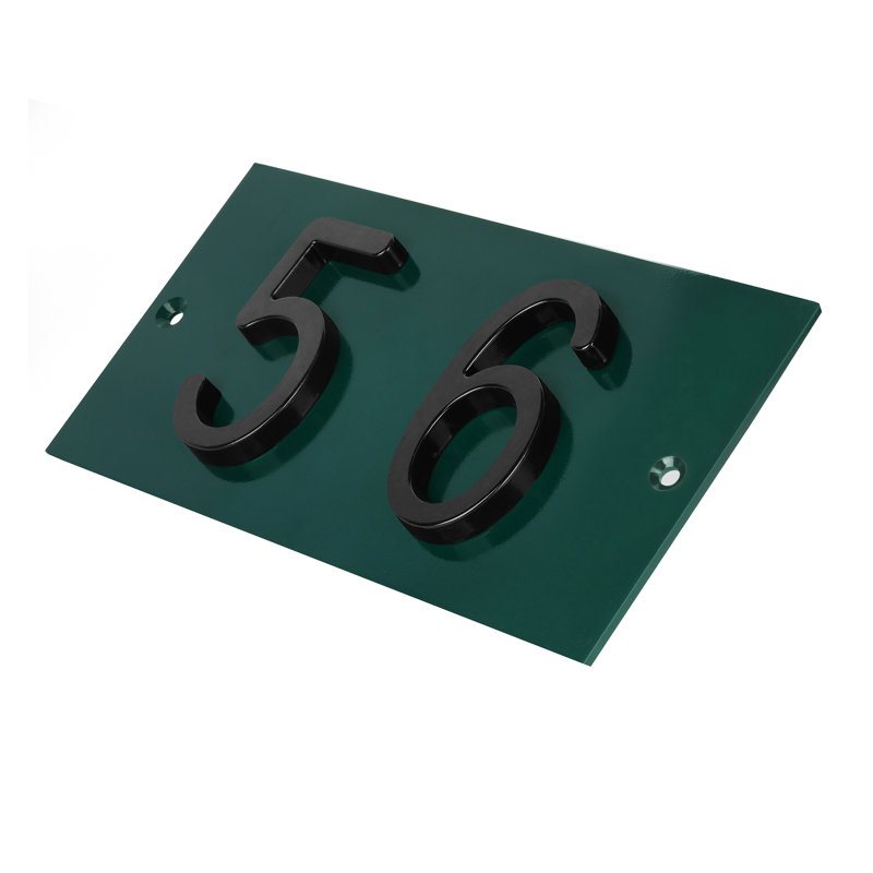 Plaque d'adresse horizontale en aluminium Royal Shade, Vert, Noir, Oui