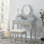 Ensemble de coiffeuse et tabouret de maquillage en bois, ensemble de coiffeuse et tabouret de maquillage en bois Ashley