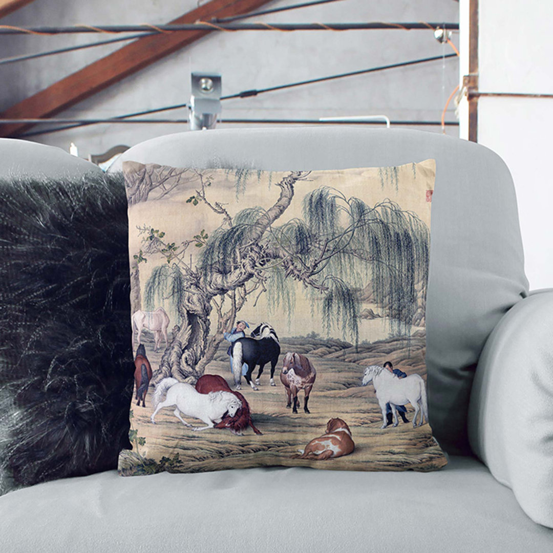 Horses by Lang Shining Cushion with Filling