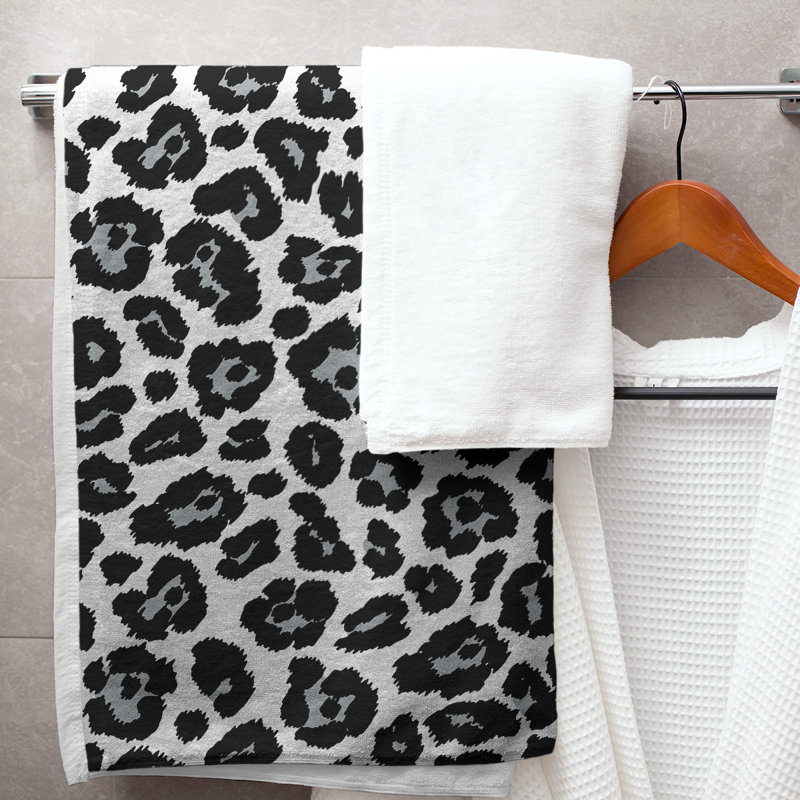 Serviette de bain, Blanc / argent / noir, Microfibre