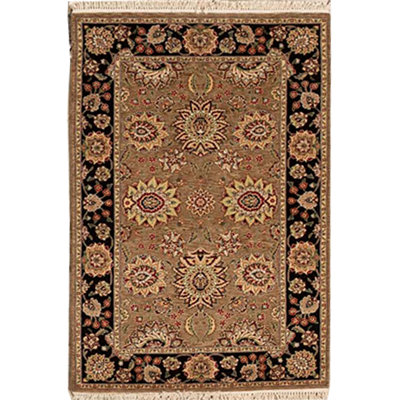 Tapis oriental brun / noir / ivoire en laine noué à la main Manchuria