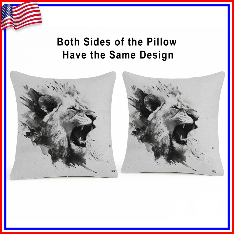 Coussins Roaring Lion Art, 16 po x 16 po