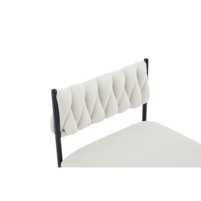 Modern Two-tone Dining Table Sets With Beige Velvet Chairs For Small Spaces