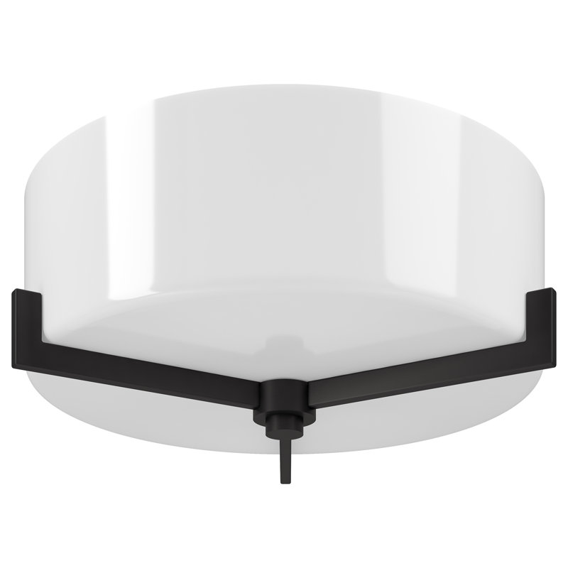 Hamlin 17.63" Wide 2-Light Semi Flush Mount With Glass Shade In Blackened Bronze/Brushed Brass, Blackened Bronze