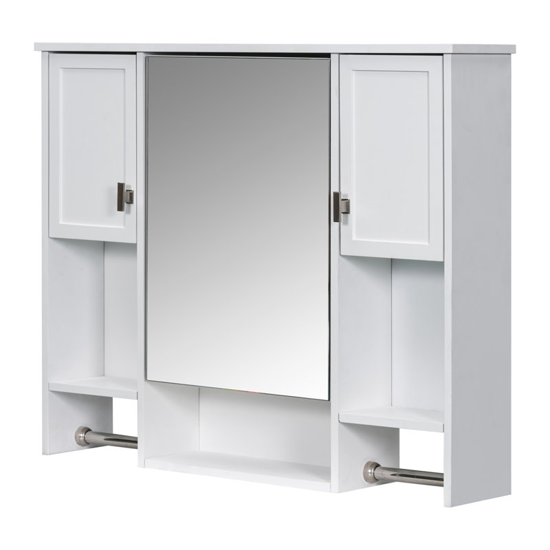 Armoire de salle de bain murale avec miroir, Blanc