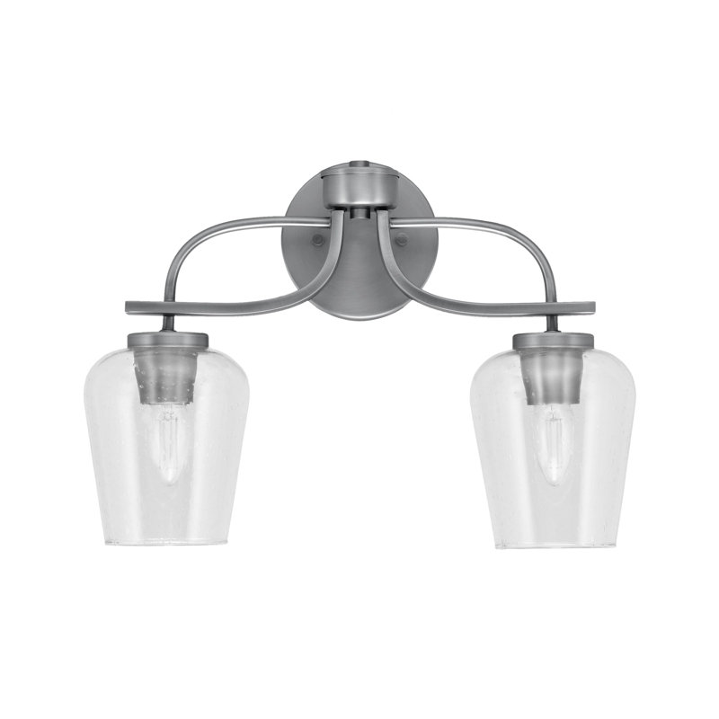 Barre d'éclairage de salle de bain 2 lumières Zygi au fini graphite avec verre transparent de 5 po