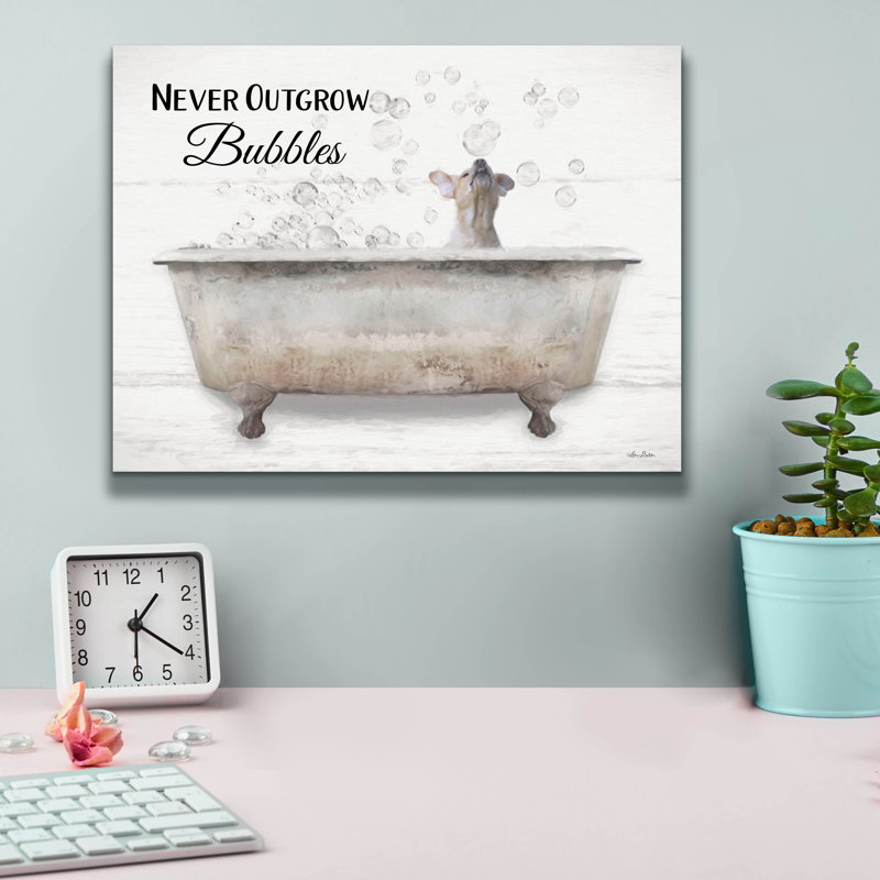 «Never Outgrow Bubbles» par Lori Deiter, H 12 po x l 16 po x P 0,75 po
