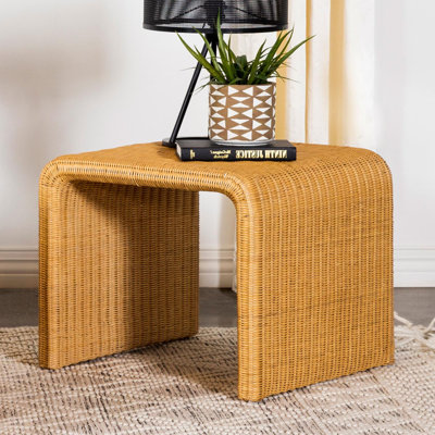 Square Rattan End Table Natural