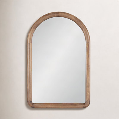 Breece Wooden Arched Bathroom Wall Mirror